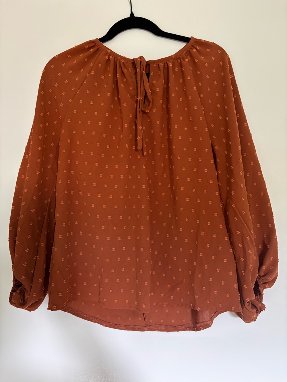 SHEIN Rust Tie-Neck Peasant Tunic